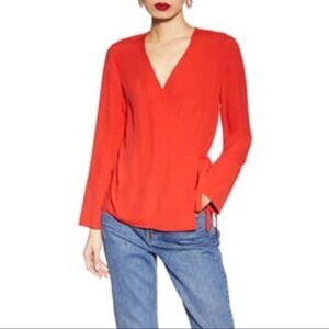 NWT TopShop Red‎ Tie Wrap Blouse
